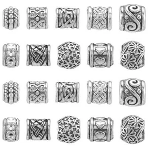 100Pcs Silver Large Hole Beads Tibetan Spacer Beads for Bracelets Jewelry Making - Picture 1 of 6