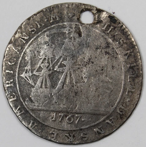 1767 (DANISH WEST INDIES) 12 SKILLING (SILVER) ---One year type Rare --scarce Cover