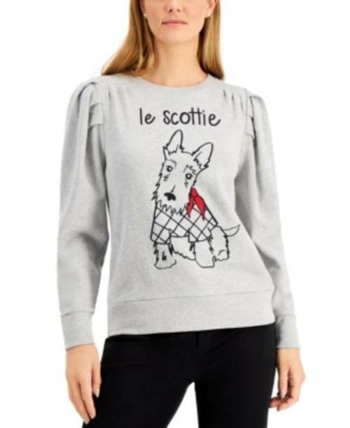 Рекомендуемая розничная цена производителя $60 Charter Club хлопковая толстовка с собакой Scottie серая размер маленький большой - Изображение 1 из 1