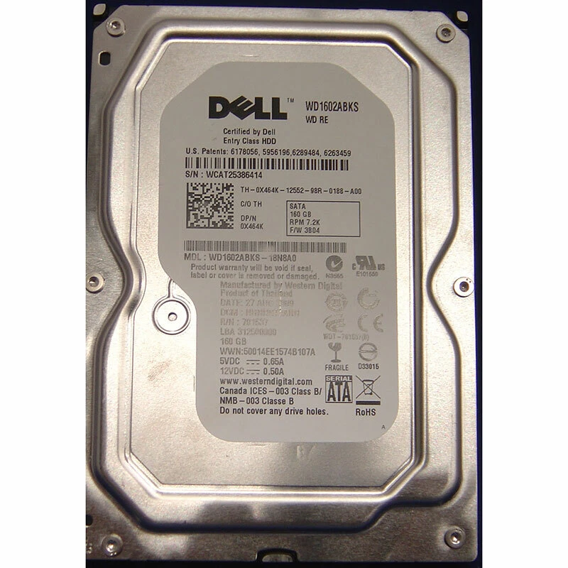 X464K - Dell 160GB 7200 RPM SATA 3.5" HDD - Image 1 of 1