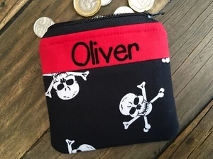 Personalised kids Pirate coin purse Children’s Skull and Crossbones wallet boy - Picture 1 of 4
