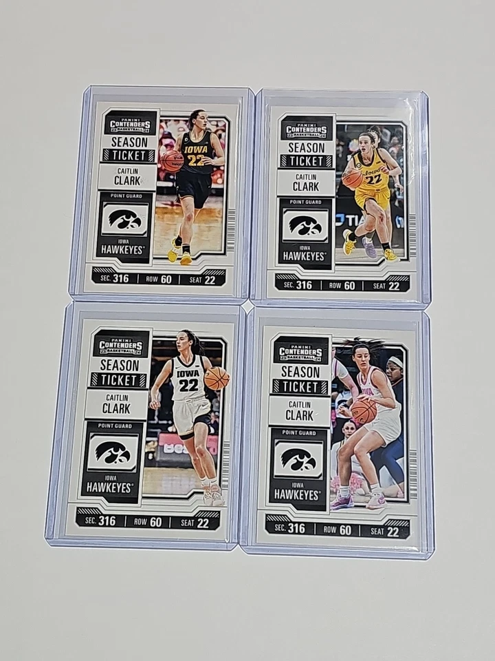 💎 4 件套 2024 CAITLIN CLARK Panini Contenders 季票卡 CC1 2 3 & 4 — 第 1/4 张图片