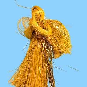 Praying Angel Ornament Natural Corn Silk Straw Gold Filament Vintage Christmas - Picture 1 of 8