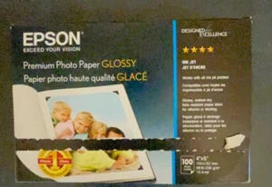 Epson Premium Photo Paper Glossy 4X6 100 Sheets S041727 New In Open Package.. - Afbeelding 1 van 1