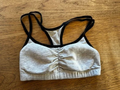 FRUIT OF THE LOOM Gray/Black Trim  34 Shirred Front Racerback Sport Bra NWOT! - Image 1 of 2
