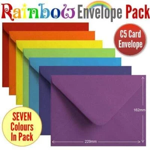 105 Rainbow Envelopes Multi Coloured A5 Size Gummed Rainbow Coloured Envelopes - Picture 1 of 1