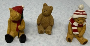 Vintage 3 R R Hill Natale Orsacchiotto Miniature Dipinto a Mano Devon Inghilterra - Foto 1 di 12