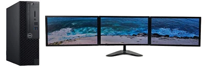 Dell OptiPlex 3060 PC i7 8th Gen - 16GB RAM/250 GB SSD/Win11 - 3x24" Monitors - Image 1 of 4