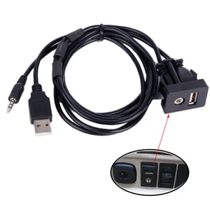 Cable de extensión de montaje en tablero de automóvil adaptador AUX enchufe de audio para auriculares USB 3,5 mm - Imagen 1 de 9