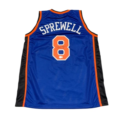Футболка с автографом Латрелла Спревелла на заказ New York Knicks Beckett Witness сертификат подлинности BAS - Изображение 1 из 3