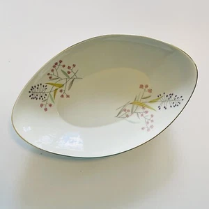 Bohemian Fine China Czechoslovakia Pink Purple Spring Flowers Oval Serving Dish - Picture 1 of 6