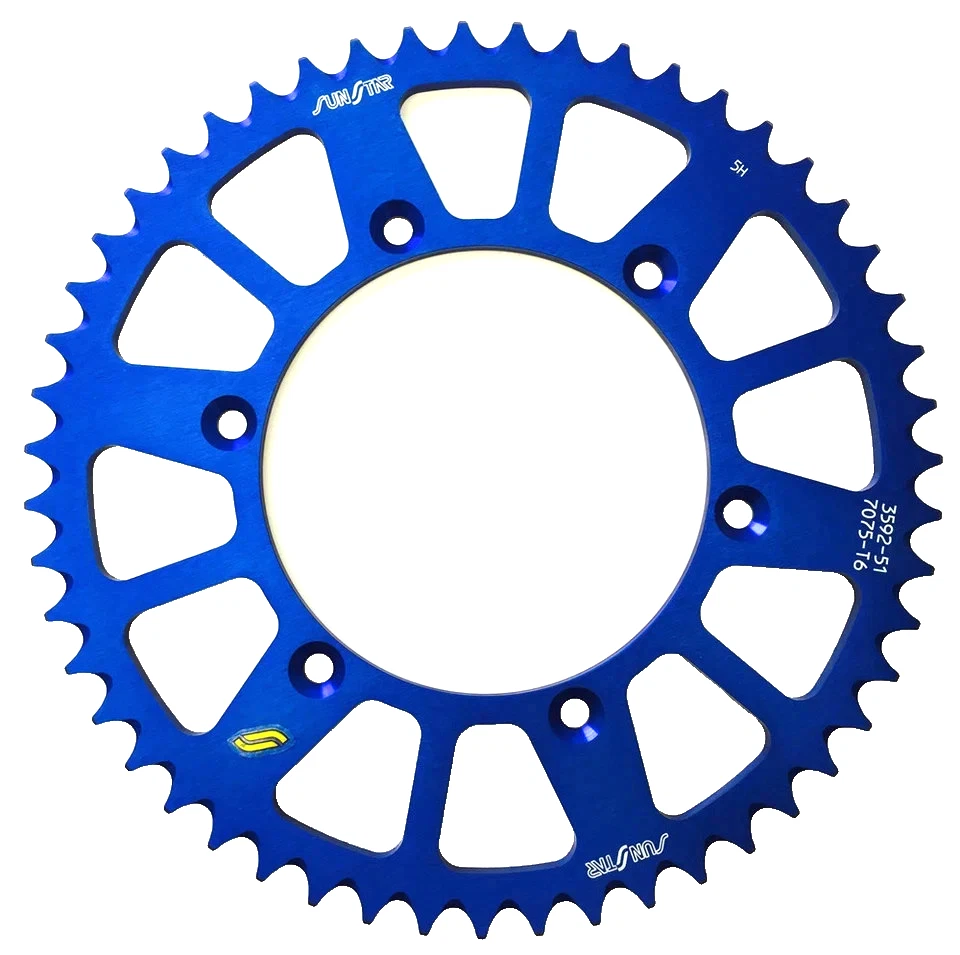 Sunstar Aluminum Rear Sprocket 51 Tooth Blue Yamaha YZ125 YZ250 YZ250F YZ450F - Image 1 of 2