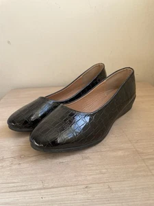 Brand New Ladies Patient Black Wedged Shoes Cushioned Size 5 1 Inch Heel - Picture 1 of 7