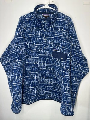 Patagonia Synchilla Geometric Fleece Y2K Snap-T Pullover Jacket Blue White - XL - Image 1 of 4