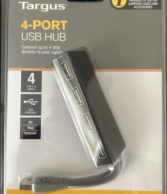TARGUS 4-PORT USB HUB ACH114EU connect 4 devices laptops, pc, notebook, cctv NEW - Image 1 of 4