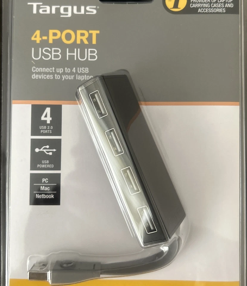 TARGUS 4-PORT USB HUB ACH114EU connect 4 devices laptops, pc, notebook, cctv NEW - Image 1 of 4