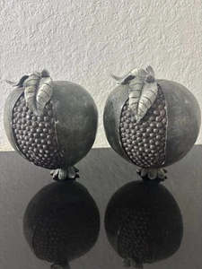 Granatapfel Skulptur Schwermetall Mischtechnik 5 1/4 im 2er Set - Bild 1 von 11