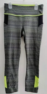 LULULEMON WOMENS GREEN GRAY PACE RIVAL CROP LEGGINGS PANTS (SIZE 4) - Picture 1 of 7