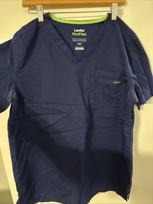 Blusa Médica Landau ProFlex Ajuste Moderno Talla Mediana Azul Marino Para Hombres 2 Bolsillos Cuello en V Foto 1 de 2