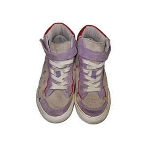 Mini Boden Shoes Girls Size 9 Floral High Top Purple Red Lace Up Casual Sneakers - Picture 1 of 7