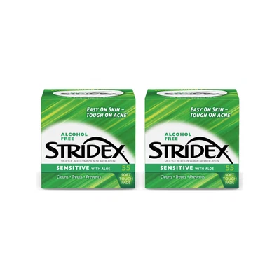 Almohadillas medicadas para el acné Stridex piel sensible 55 unidades cada una - paquete de 2 110 almohadillas en total Foto 1 de 4