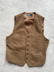 Polo Ralph Lauren Vintage Wool Luxury Vest Brown Size L - Picture 1 of 12