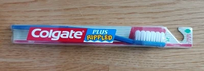 Vtg Colgate Plus Rippled Toothbrush Soft Full Head Blue - Image 1 of 4