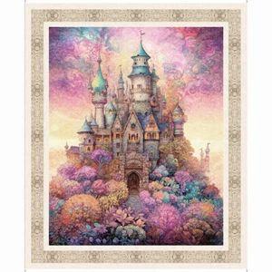 ENCHANTED CASTLE PANEL BY QT FANTASY PRINCESS FABRIC 36"X44" - Picture 1 of 1