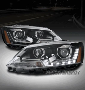 FOR 11-17 VW JETTA MK6 SEDAN LED BLACK PROJECTOR HEADLIGHTS LAMP LEFT+RIGHT PAIR - Bild 1 von 4