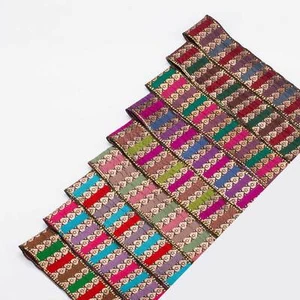 Vintage Paisley Jacquard Ribbon Trim 40mm Wide Indian Style,Antique Gold Colours - Picture 1 of 13