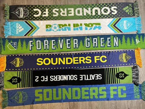 LOT of 6 Seattle Sounders FC Ruffneck Adidas Season Ticket Soccer Scarf Scarves Cover