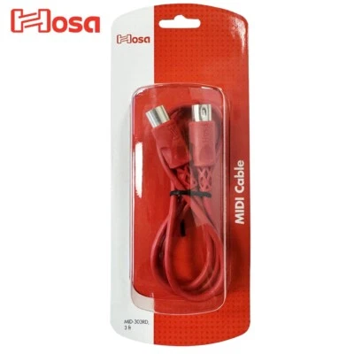 Cable Hosa MID-303RD 3 FT 5 pines MIDI al mismo MIDI rojo Foto 1 de 2