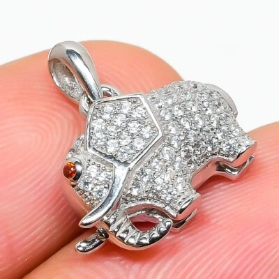 Colgante de plata de ley 925 con piedras preciosas de citrino de topacio blanco regalo especial de Navidad Foto 1 de 4