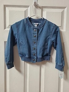 Cat & Jack Jacket  XS 4-5 Lightweight Denim Like Snap up Sweatshirt NWT - Picture 1 of 7