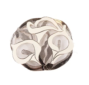 Vintage 80s Art Deco Calla Lily Floral Rose Gold Enamel Trivet Pot Holder Hanger - Picture 1 of 10