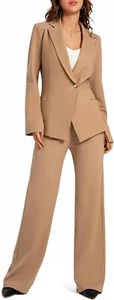 Women Spring Summer Blazer Pants 2 Pieces Sets Suit Jacket Trousers Outfits - Picture 1 of 35