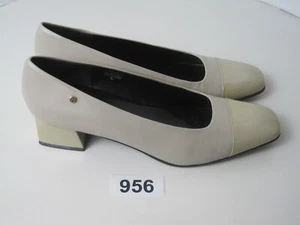 Etienne Aigner Siena II Pumps Sz 9.5 N Nude Taupe Cream Genuine Leather Chunky - Picture 1 of 12