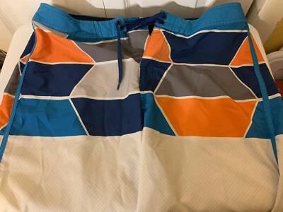 Pantalones cortos de tabla OP Ocean Pacific para hombre talla 34 gris azul naranja Foto 1 de 4