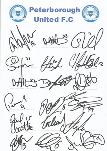 PETERBOROUGH UNITED F.C SIGNED 2008/2009 A4 (12x8) TEAMSHEETx18+COA *FERGUSON* - Picture 1 of 2