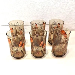 Set 6 bicchieri da succo vintage Monarch Butterfly di Libbey - Foto 1 di 7