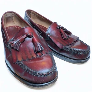 GH Bass Weejuns Loafer Kilt Tassle Men’s Size 9.5 D in Oxblood Made In USA - Foto 1 di 14