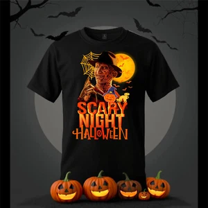 Scary Night Halloween T-Shirt Funny Freddy Kreuger Tee Horror Gifts Unisex Top - Foto 1 di 3