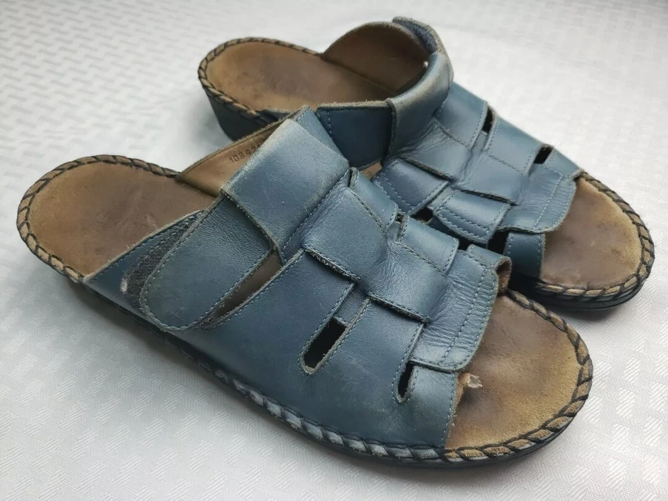 Duck Head Womens Blue Leather Wedge Slide Casual Sandals Open Toe Size 8 N - Image 1 of 4