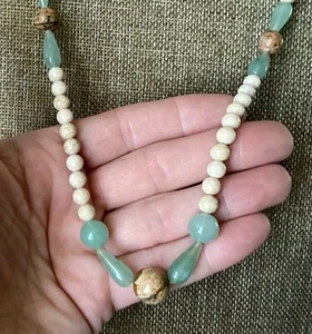 Jade Jadeite & Genuine Stones Necklace Jasper NICOLE Jewelry 9” Vintage - Picture 1 of 13