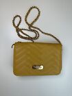 Bebe Sophia Tan Vegan Leather Quilted Crossbody Clutch Purse Chain Strap
