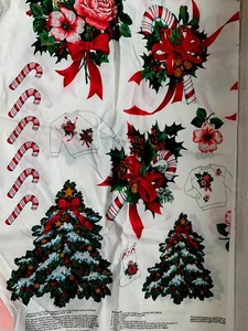 Cranston VIP Christmas Cotton Fabric STAR DUST APPLIQUES Glitter Trees 44”x36” - Picture 1 of 9