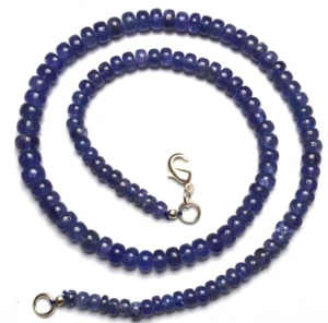 Collana unisex fatta a mano perle 3-5 mm tanzanite blu naturale rondelle lisce 18" - Foto 1 di 8