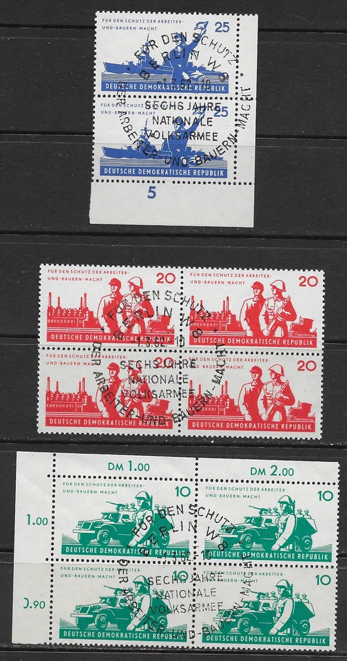 GERMANY , DDR ,1962, 1st DAY OF ISSUE , 3 BLOCKS OF STAMPS PERF , CTO/USED - Image 1 of 1