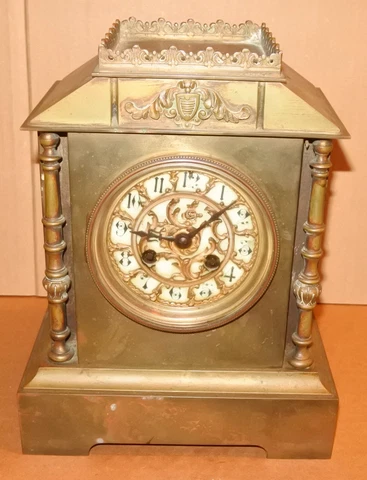 Old French Brass Bracket Clock AD.Mougin AS IS for parts Repair Project Cover