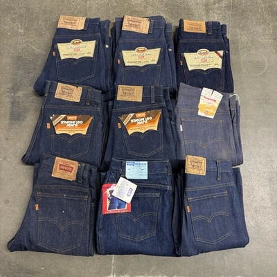 Pantalones de mezclilla Levis Strauss Deadstock años 60 70 nuevos stock antiguo lote 9 pares precio para todos! Foto 1 de 4